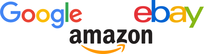 Google, Ebay and Amazon logos