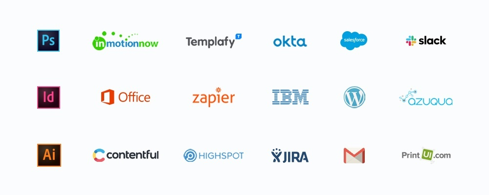 logos of companies Brandfolder integrates with