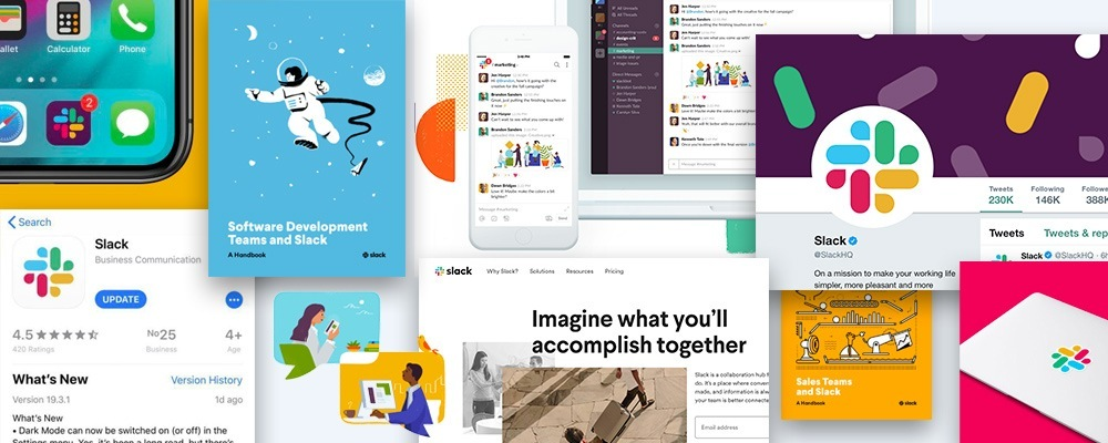 collage of Slack's assets