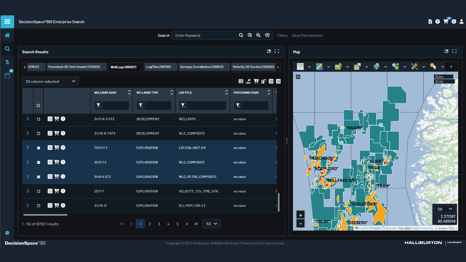 Screenshot of DecisionSpace® 365 Enterprise search