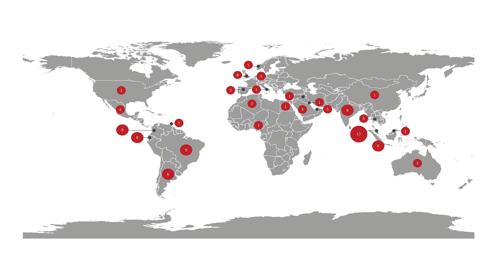 Global map pinpointing Halliburton projects