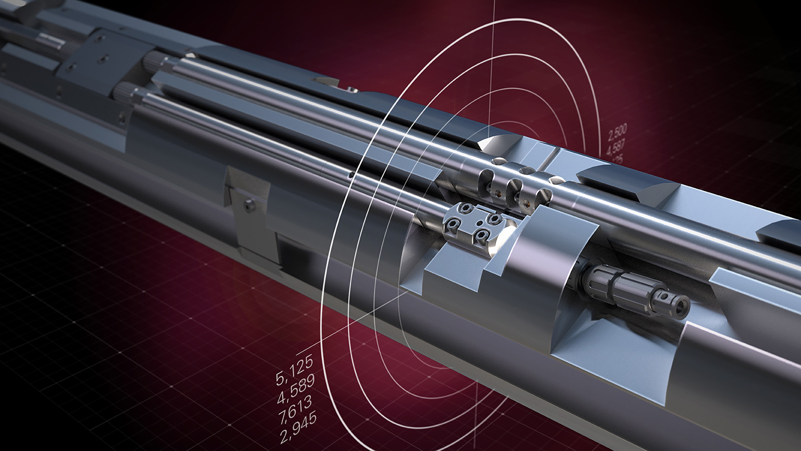 close-up view of the Opsis system floating on red background with measurements hovering around sensor