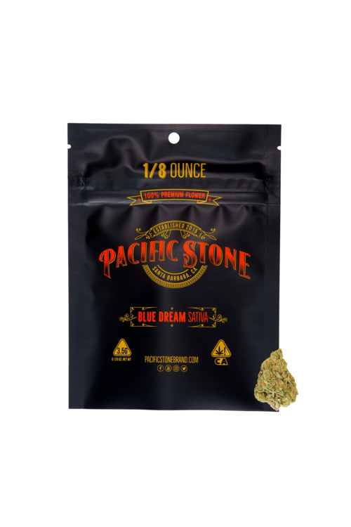 A photograph of Pacific Stone Flower 3.5g Pouch Sativa Blue Dream