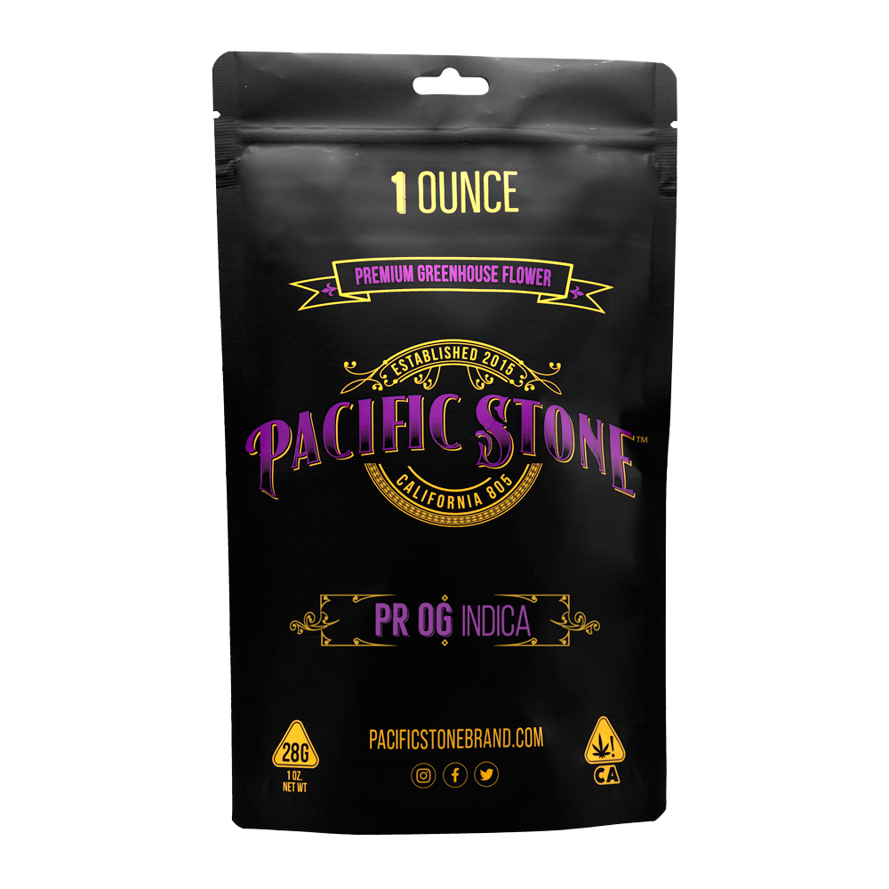 A photograph of Pacific Stone Flower 28.0g Pouch Indica PR OG (4ct)