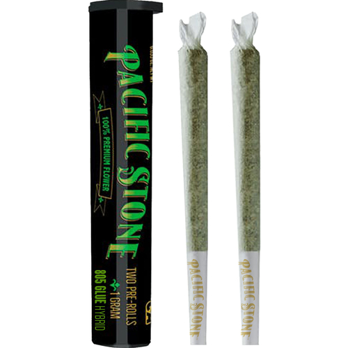A photograph of Pacific Stone Preroll 0.5g Hybrid 805 Glue 2-Pack 1.0g