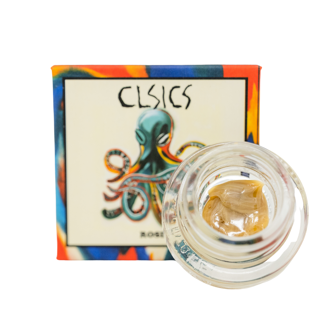 A photograph of CLSICS Live Rosin 1g Indica Fatso