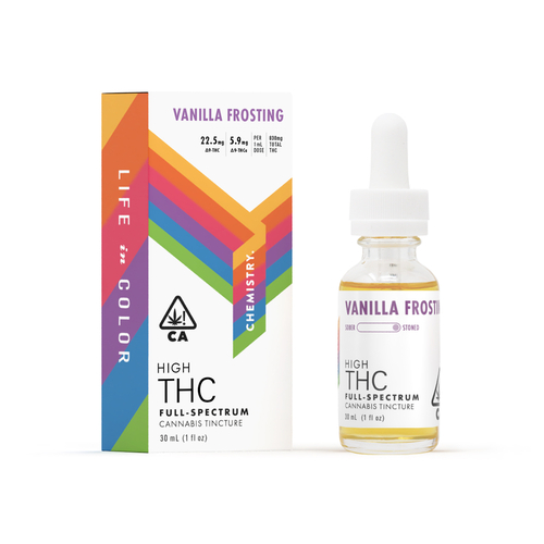 A photograph of Chemistry Tincture THC 1oz Vanilla Frosting