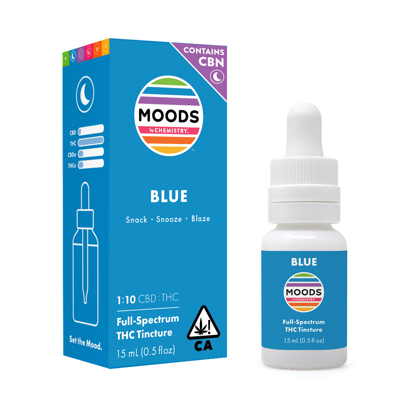 A photograph of Chemistry Moods Tincture 0.5oz Blue 1:10
