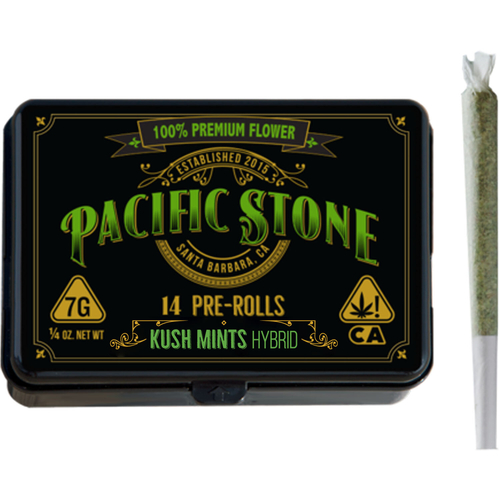 A photograph of Pacific Stone Preroll 0.5g Hybrid Kush Mints 14-Pack 7.0g