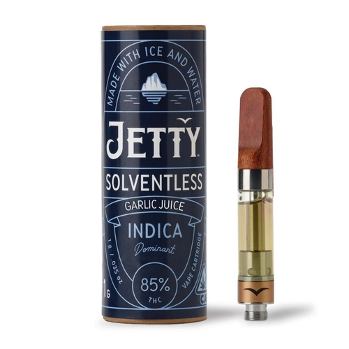 A photograph of Jetty Cartridge 1g Solventless Garlic Juice
