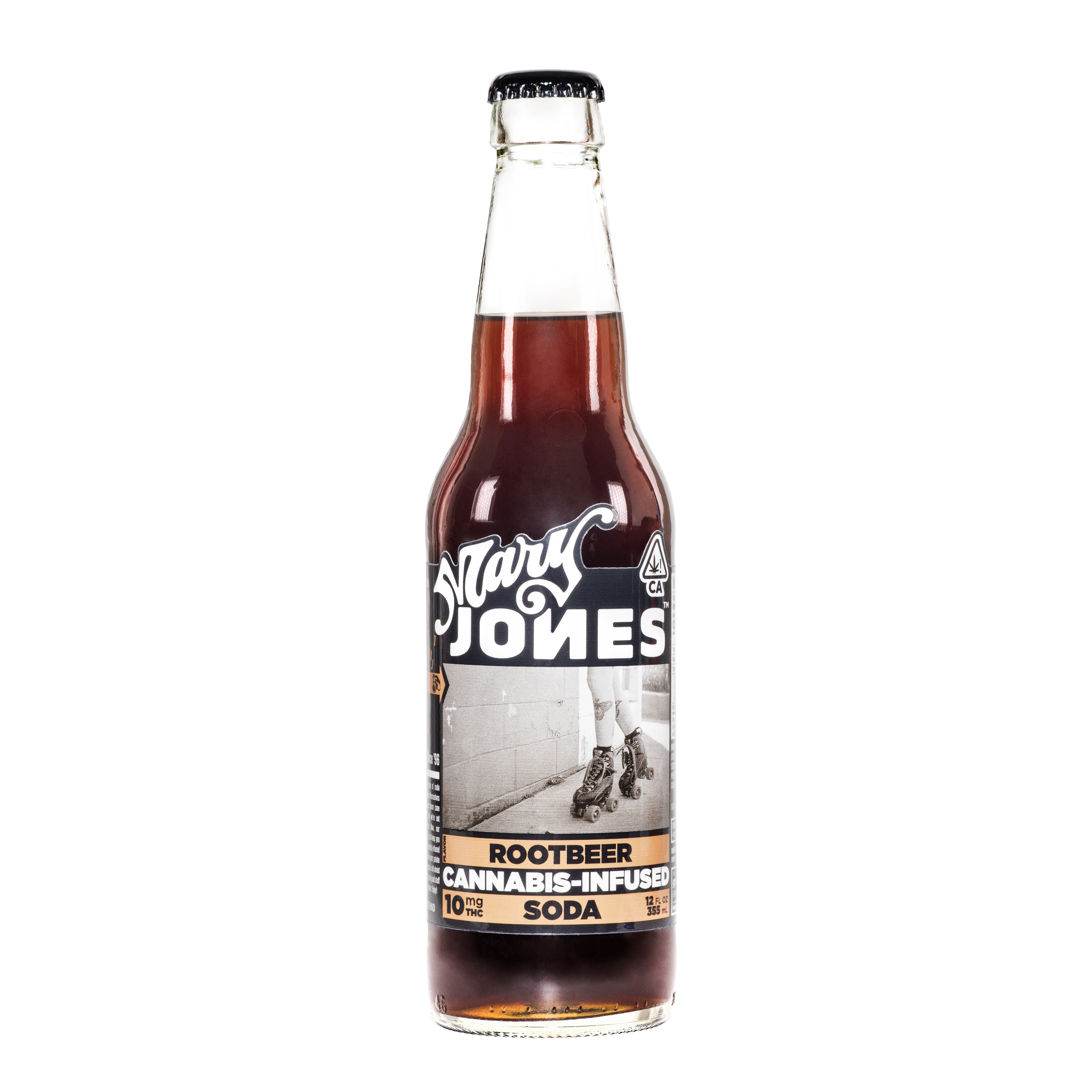 A photograph of Mary Jones 10mg Root Beer Soda 24/12 oz
