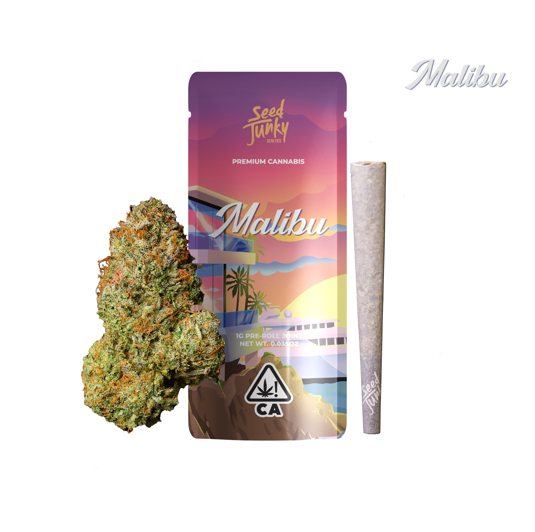 A photograph of Seed Junky Preroll 1g Joint Malibu (H)