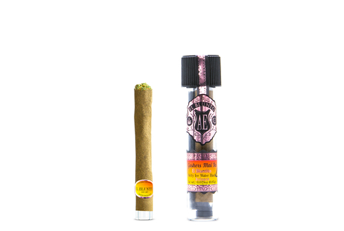 A photograph of AE ROSE GOLD El Bluntito Hash Infused Hybrid Gushers Mai Tai .85g