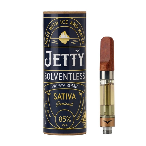 A photograph of Jetty Cartridge 1g Solventless Papaya Bomb