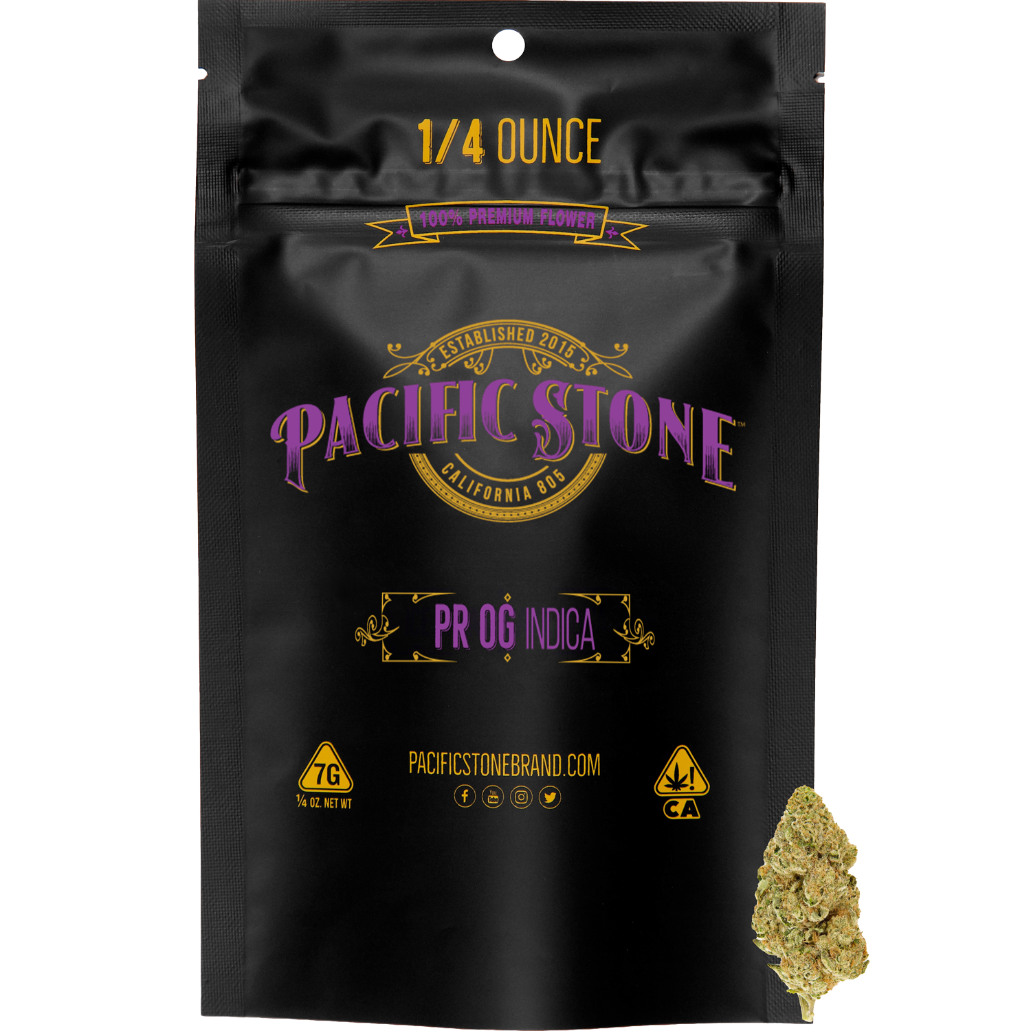A photograph of Pacific Stone Flower 7.0g Pouch Indica PR OG