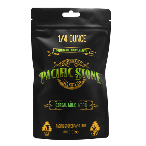 A photograph of Pacific Stone Flower 7.0g Pouch Hybrid Cereal Milk