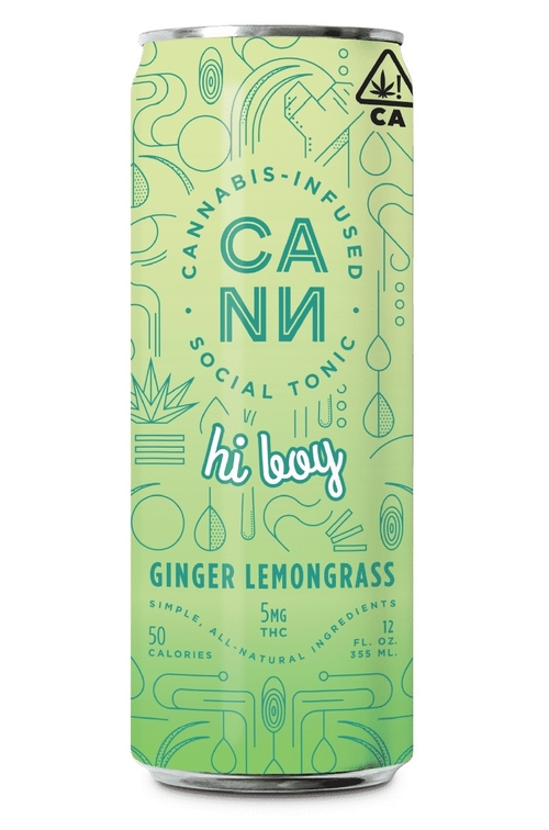 A photograph of CANN Hi Boys Ginger Lemongrass 4pk