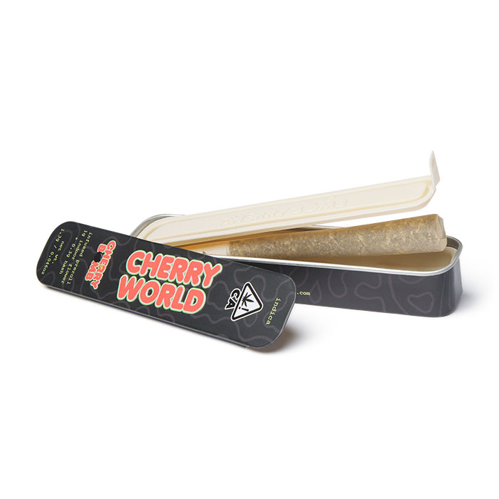 A photograph of CherryWorld Cherry Bomb 1.3g Infused Preroll White Truffle