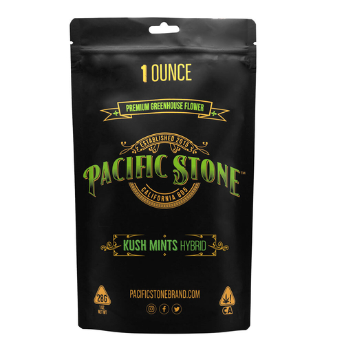 A photograph of Pacific Stone Flower 28.0g Pouch Hybrid Kush Mints (4ct)