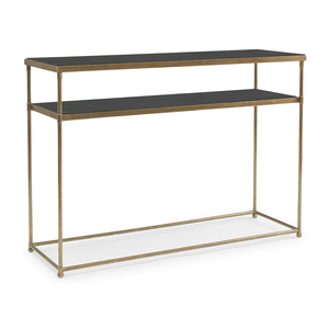 Brass/Black Mother Of Pearl Console Table - Black