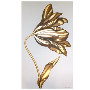 24k Gold Tulip 2, Original Painting 