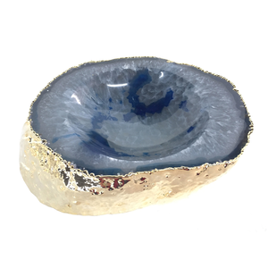 Noemi Polished Agate Bowl, Blue/Gold 
