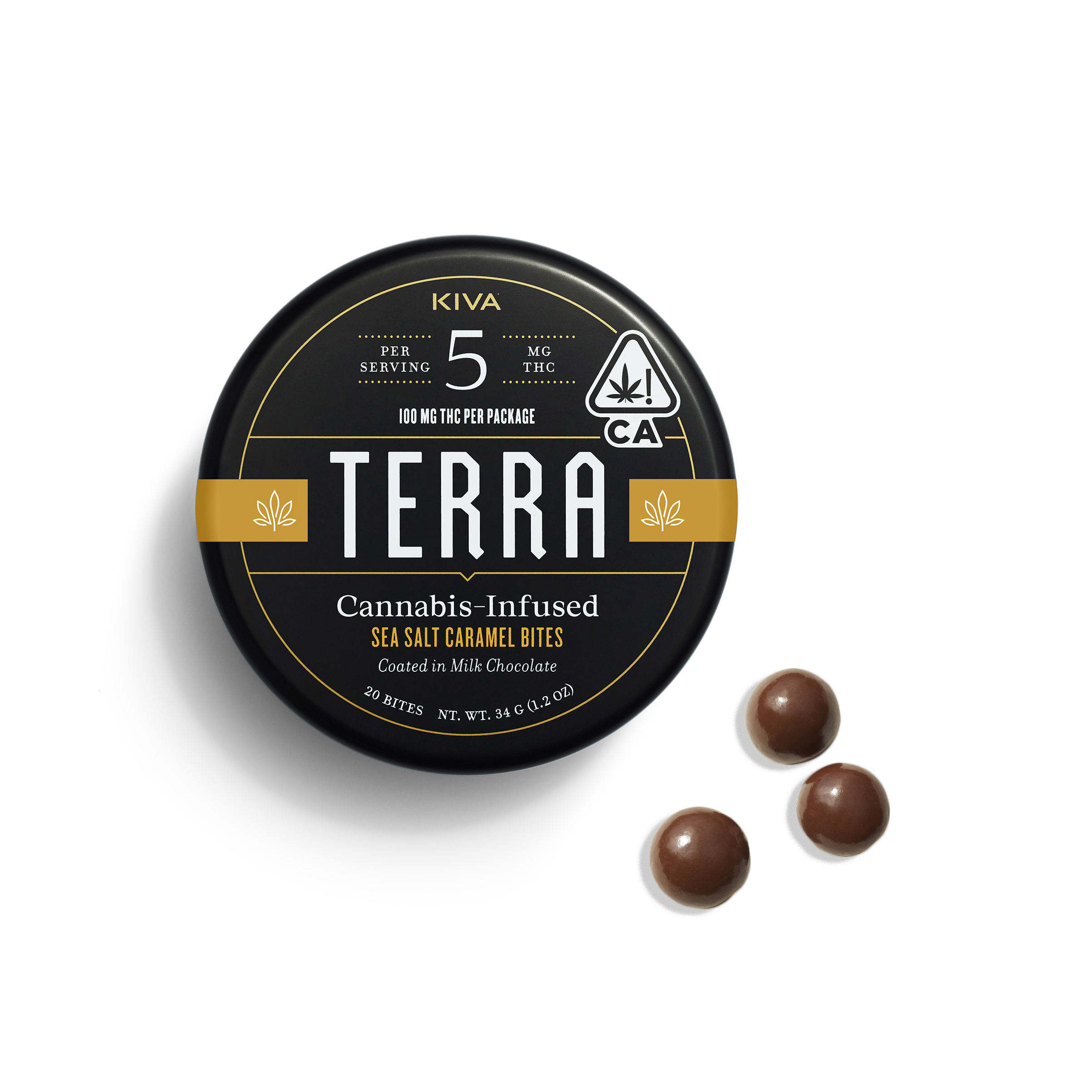 A photograph of Terra Bites Milk Chocolate Sea Salt Caramel