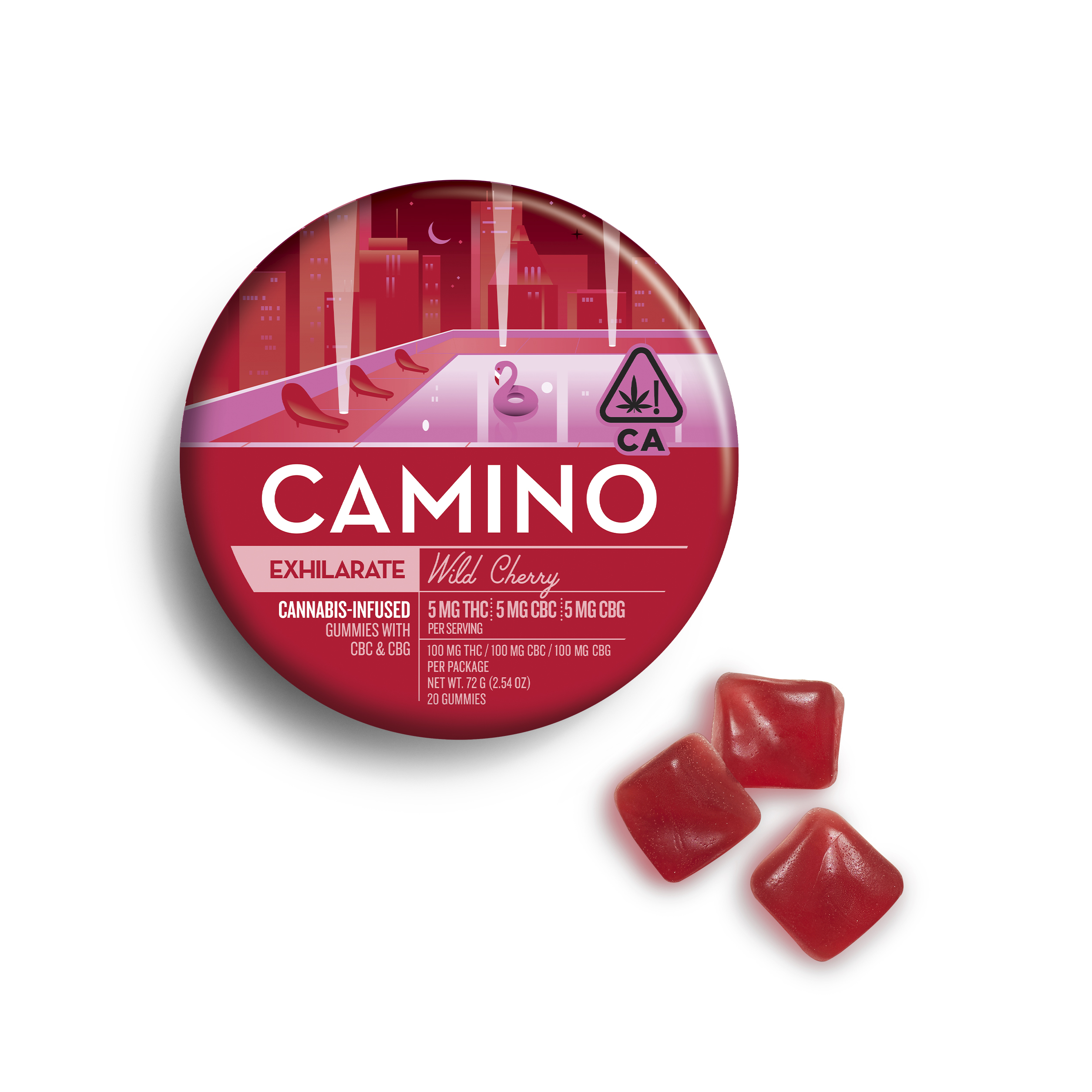 A photograph of Camino Gummies Wild Cherry