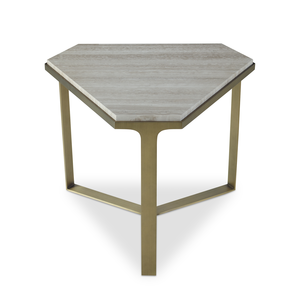 Forma Table Ancient White Stone Top with Satin Brass Base