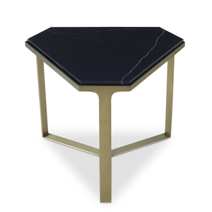 Forma Table Nero Marquina Stone Top with Satin Brass Base