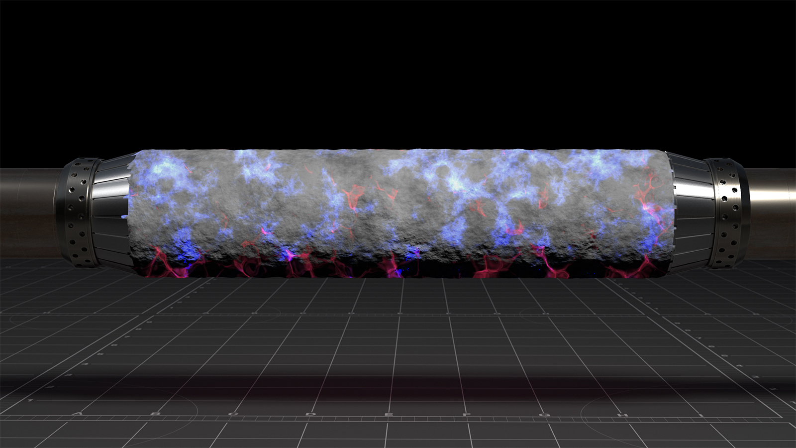 Packer's metal alloy reacting with downhole fluids and transforming into rock-like material. 