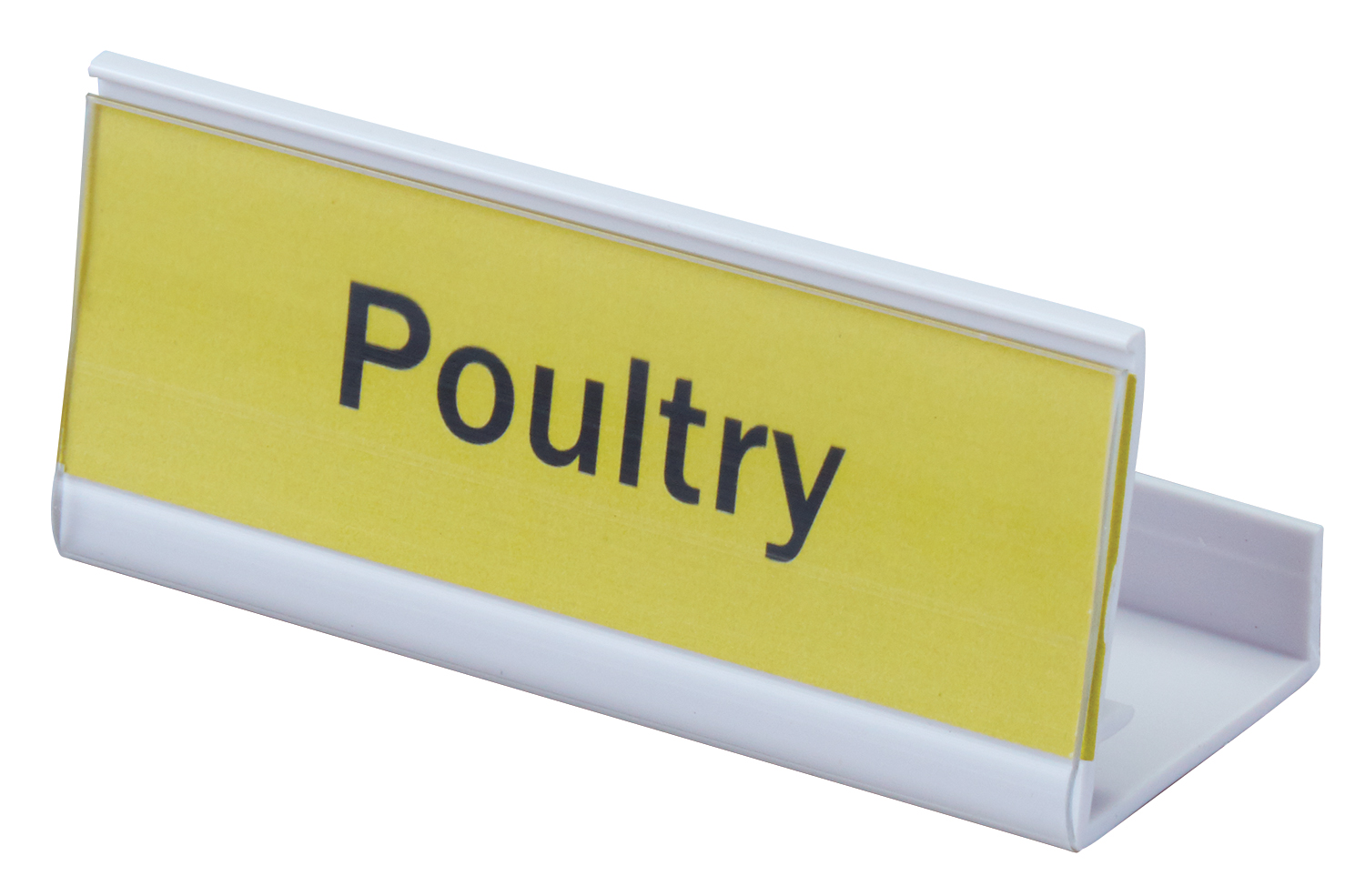 Shelf identification label saying Poultry