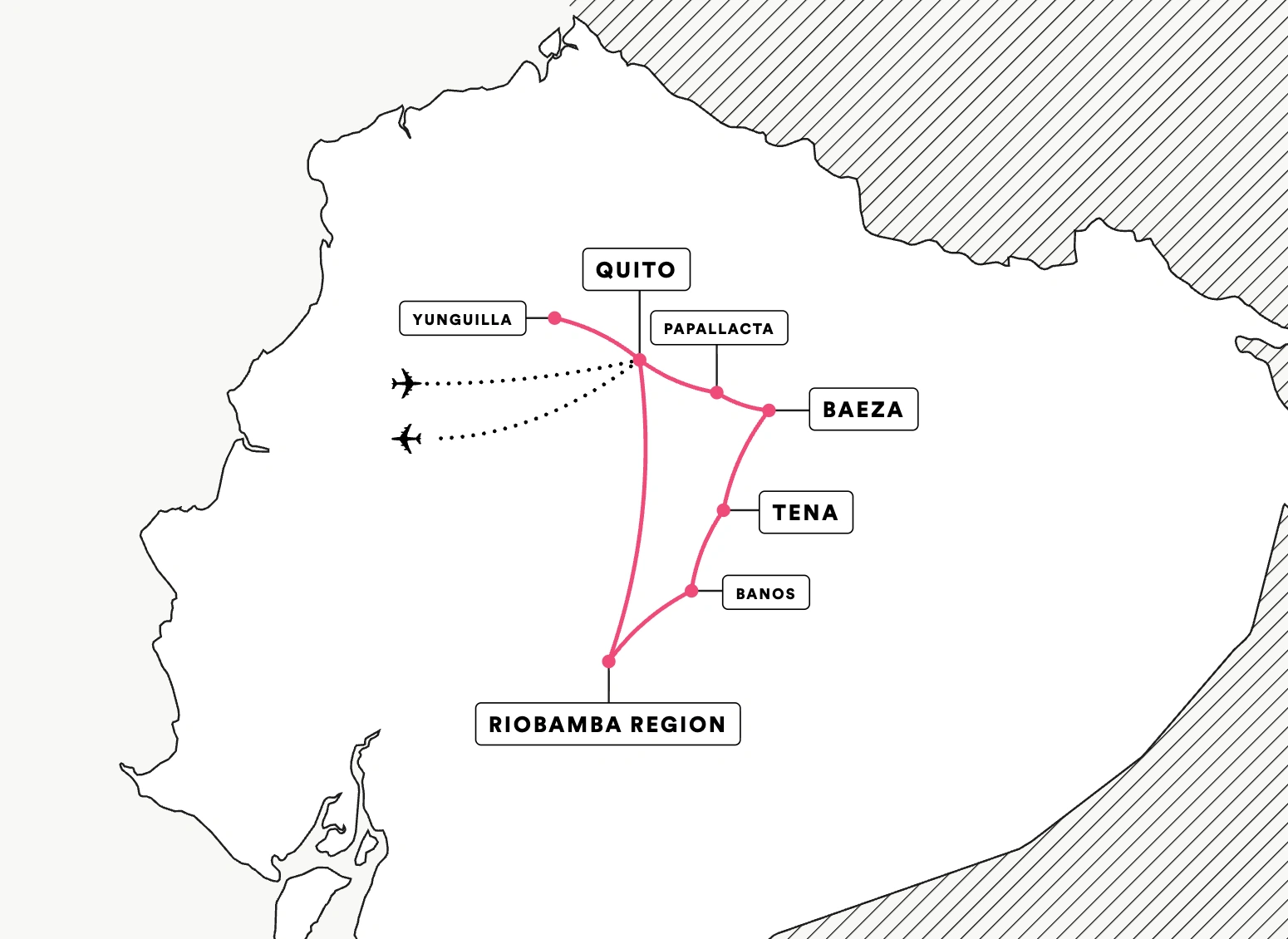 Reforestation & Conservation in Ecuador route map