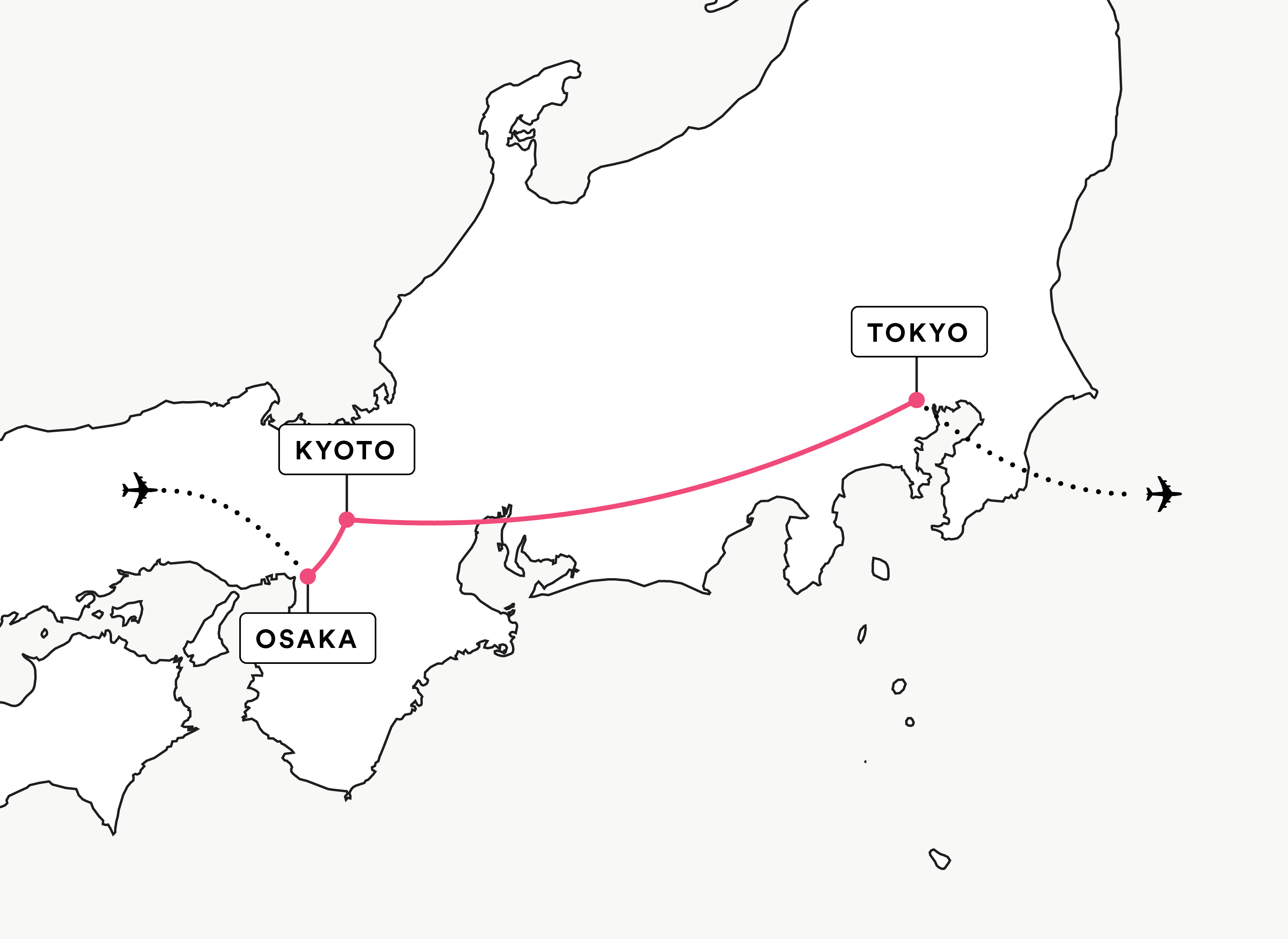 route map of osaka kyoto tokyo leadership summit tour