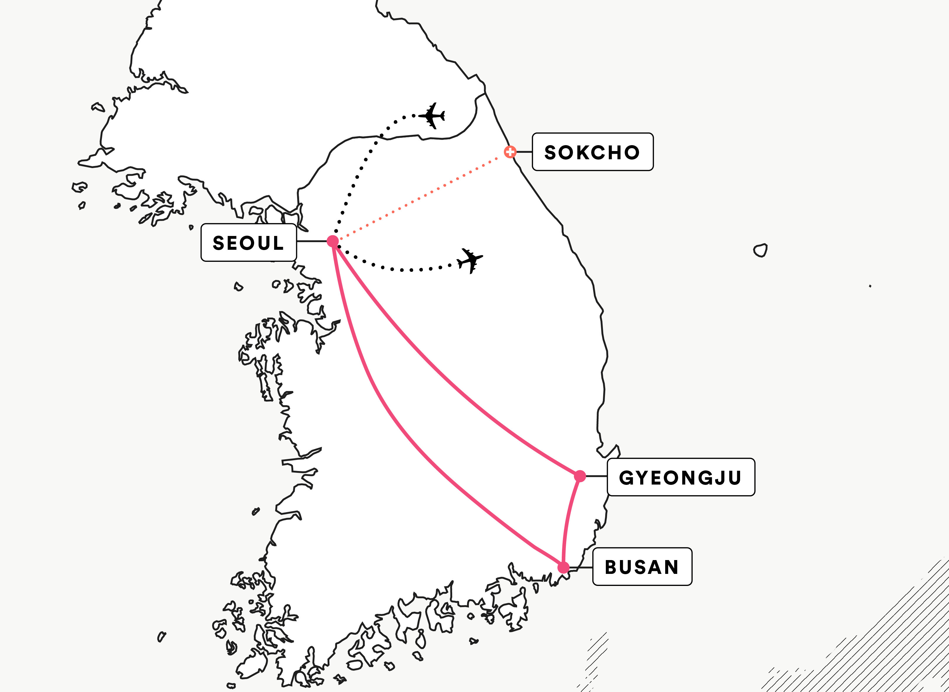 Discover South Korea route map