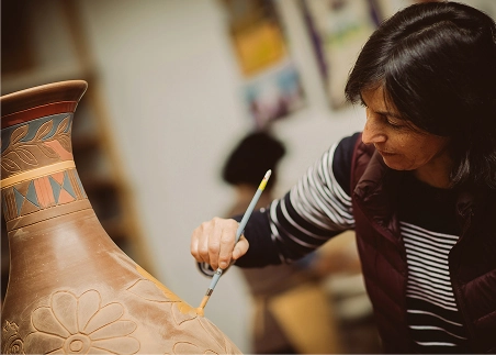 Create your own hand-painted tile using traditional Peruvian techniques during a workshop at Pablo Seminario's legendary ceramics studio