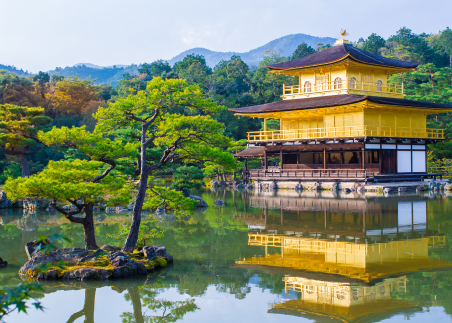 Visit the Golden Pavilion, a Zen Buddhist temple that’s a UNESCO World Heritage Site and one of Kyoto’s most celebrated landmarks