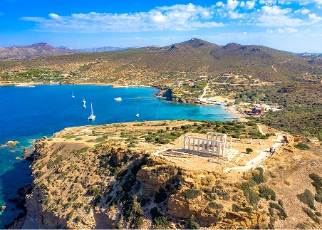 Take in sweeping views of the Mediterranean at Cape Sounion 