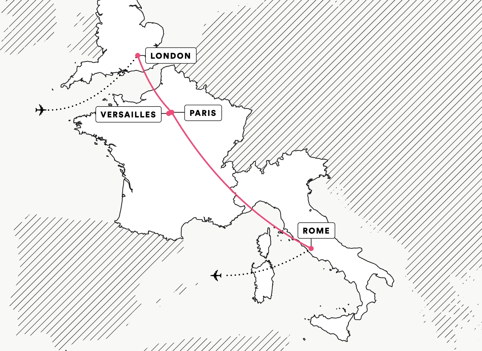 Map of EF Educational Tours Middle School Explore Europe tour