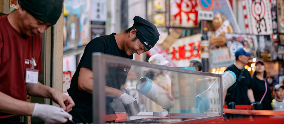 Street food vendor in osaka, japan