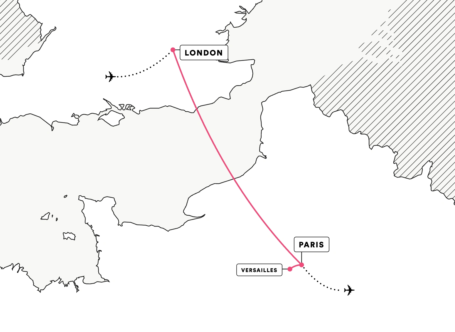 Middle School: Explore London and Paris route map