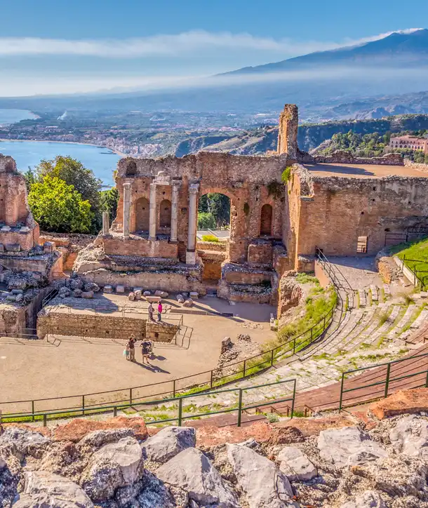 Ancient ruins on trip from Rome to Sicily.