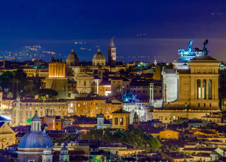 Experience Rome by night as illuminated streets and iconic landmarks reveal the city’s architectural beauty from a fresh perspective