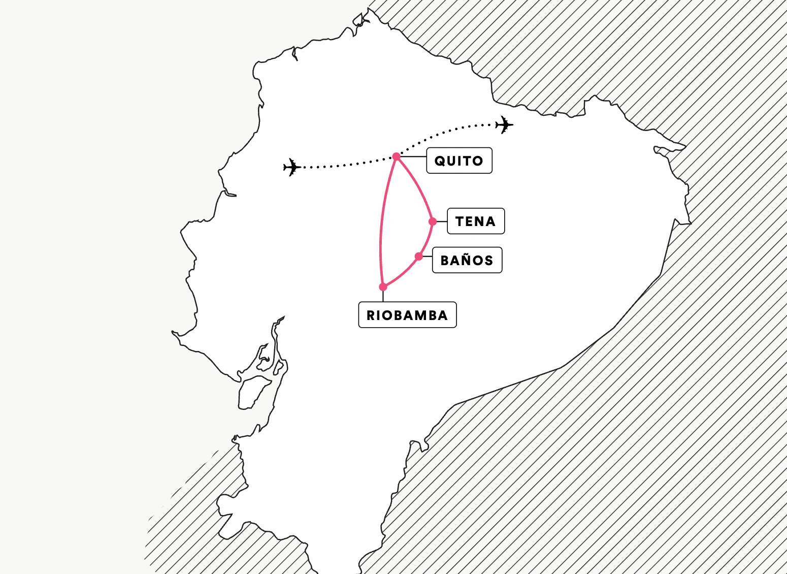 Discover Ecuador route map