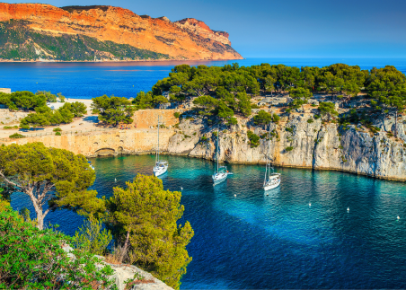 Cruise through Calanques National Park and take in the dramatic cliffs, turquoise waters, and protected coastline