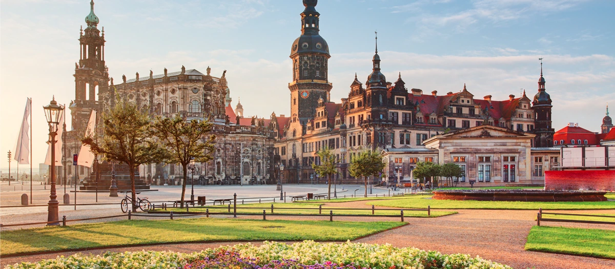 Baroque palace and cathedral in a historic German city on Central Europe tours for students.