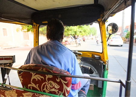 Weave through Jaipur’s bustling bazaar on a rickshaw, experiencing the sights and sounds of one of India’s most colorful marketplaces
