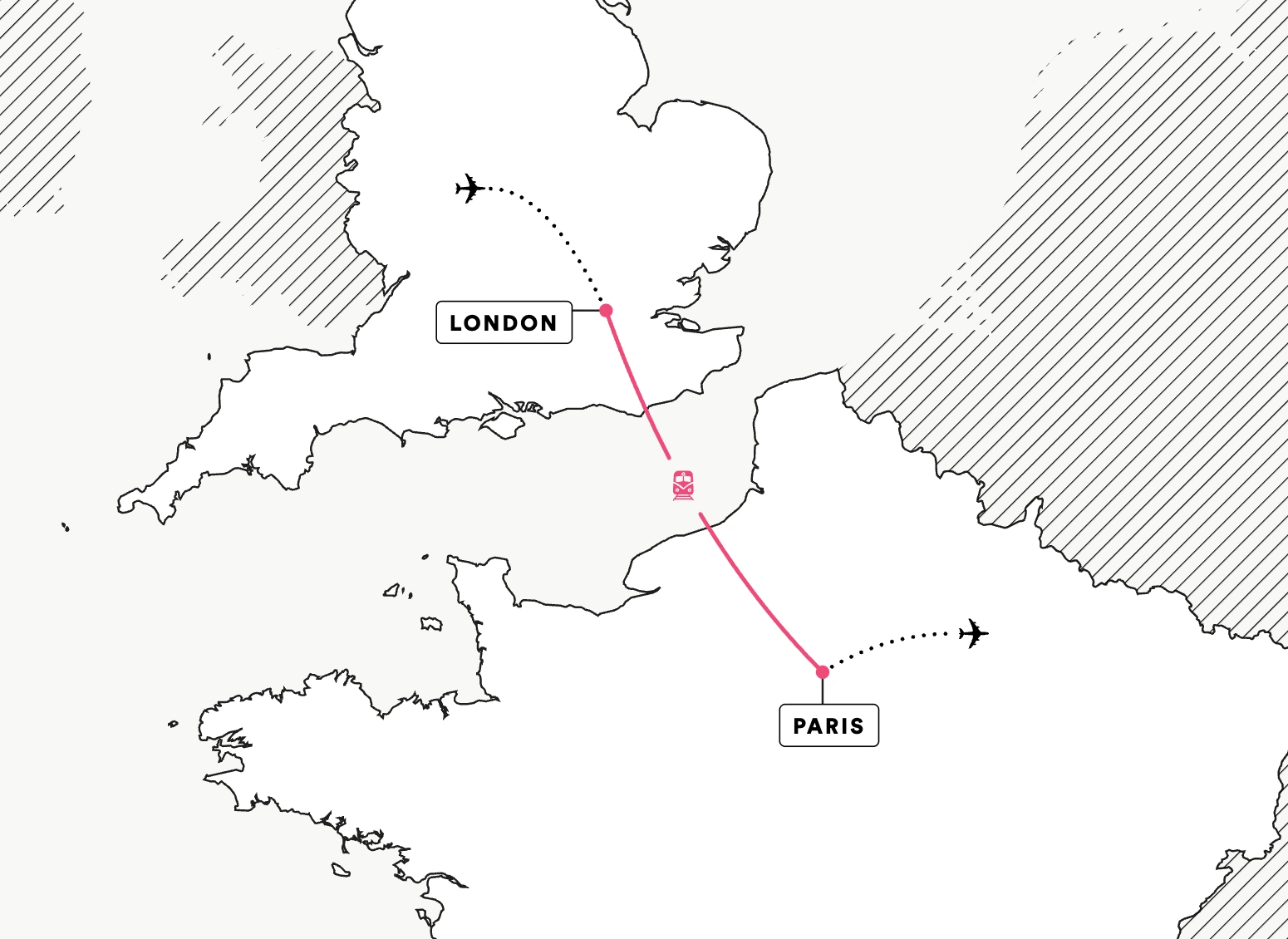 Experience London and Paris route map