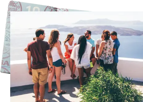 a group of 10 enjoying an affordable tour in Greece