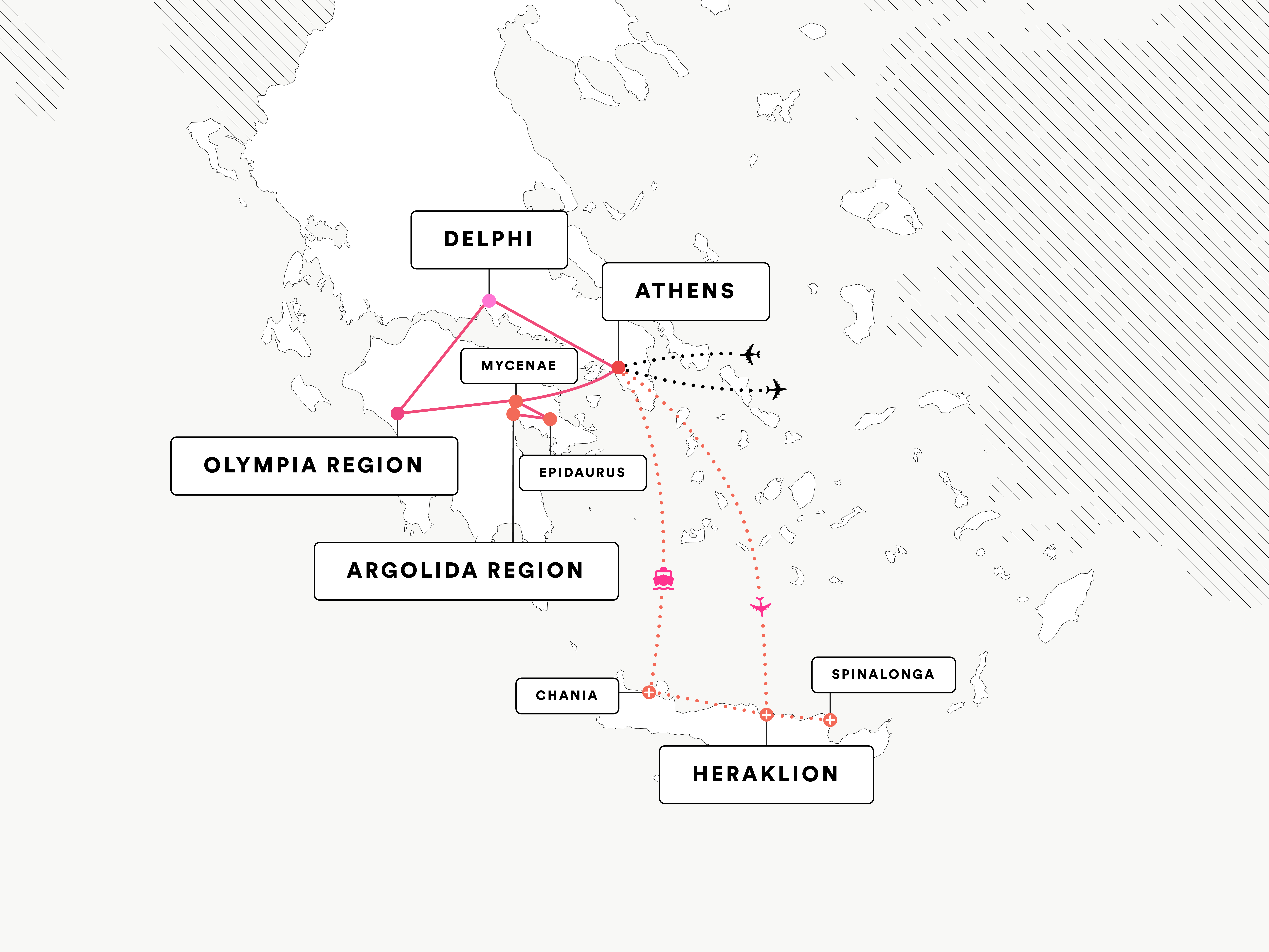Map of EF Educational Tours Grecian Odyssey tour to Greece